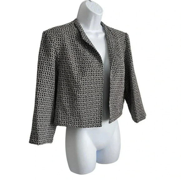 Sheri Martin New York Black & White Cropped Blazer Jacket - Size 14 - Picture 1 of 6